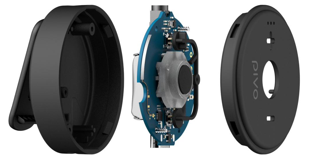Compact wireless Bluetooth mic with internal circuit board and clip-on design components shown separately