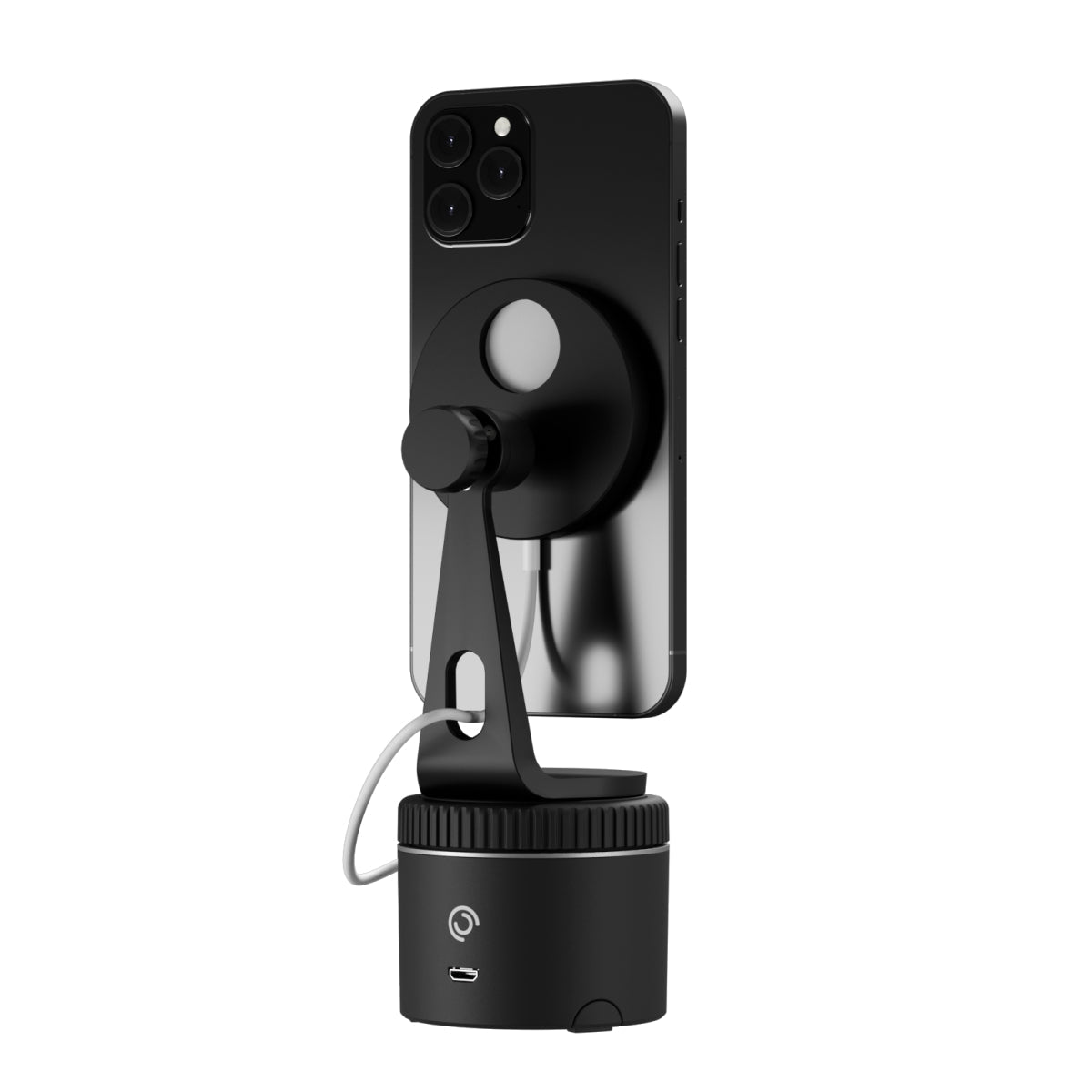 Magnetic smartphone mount on Pivo Pod, featuring MagSafe compatibility with 360° flexibility for equestrian videography.
