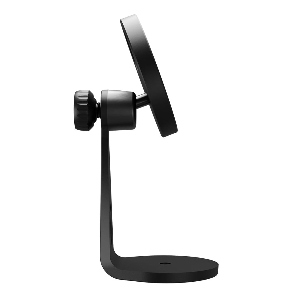 Magnetic Smartphone Mount side view with adjustable arm and round base, ideal for equestrian videography.