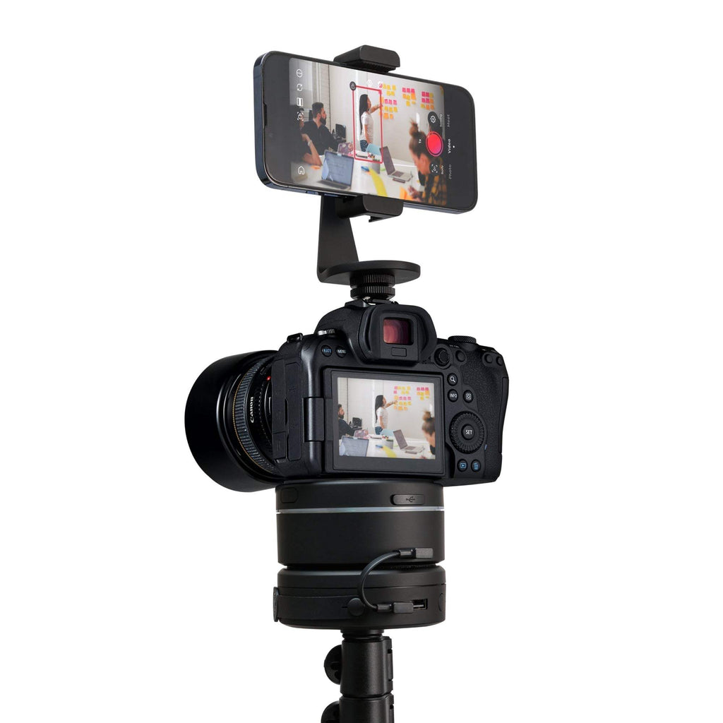 Portable Power Bank with 9000 mAh capacity, dual USB ports, and 2.1A fast charging, ideal for Pivo Pod and tripod setup.