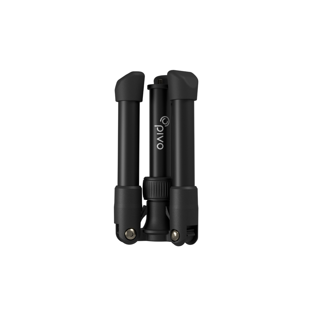 Pivo Tripod Mini, compact and lightweight tripod for smartphones and cameras, folded for portability.
