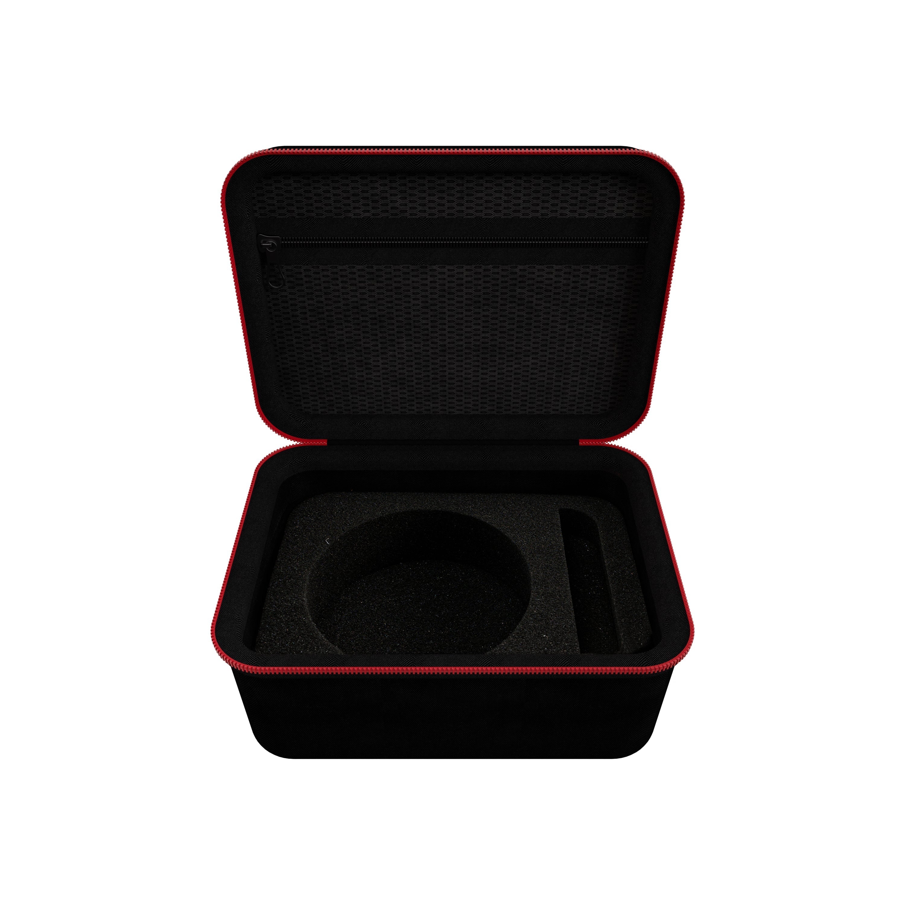 Compact black travel case mini with protective foam interior for Pivo Pod devices and accessories.