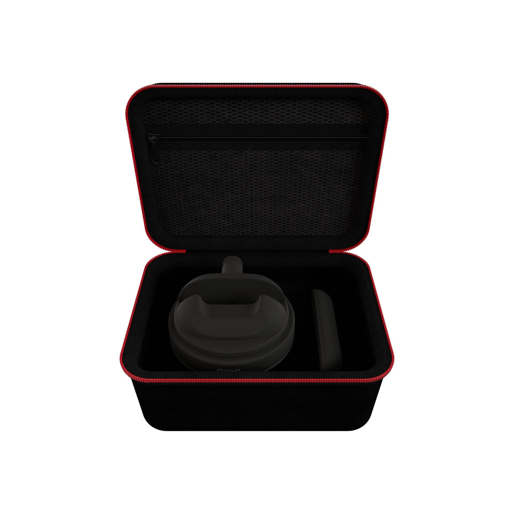 Travel Case Mini for Pivo Pod with protective semi-rigid shell, showcasing compact interior storage for equestrian travel.